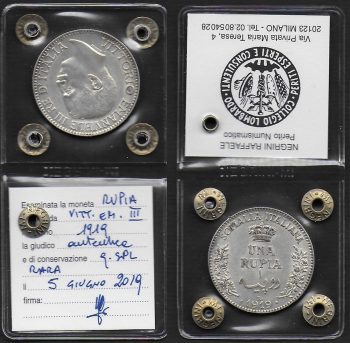 1919 Somalia Italiana VE III 1 Rupia in argento qSPL