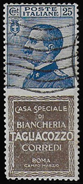 1924 Italia Pubblicitari 25c. Tagliacozzo cancelled Sassone n. 8
