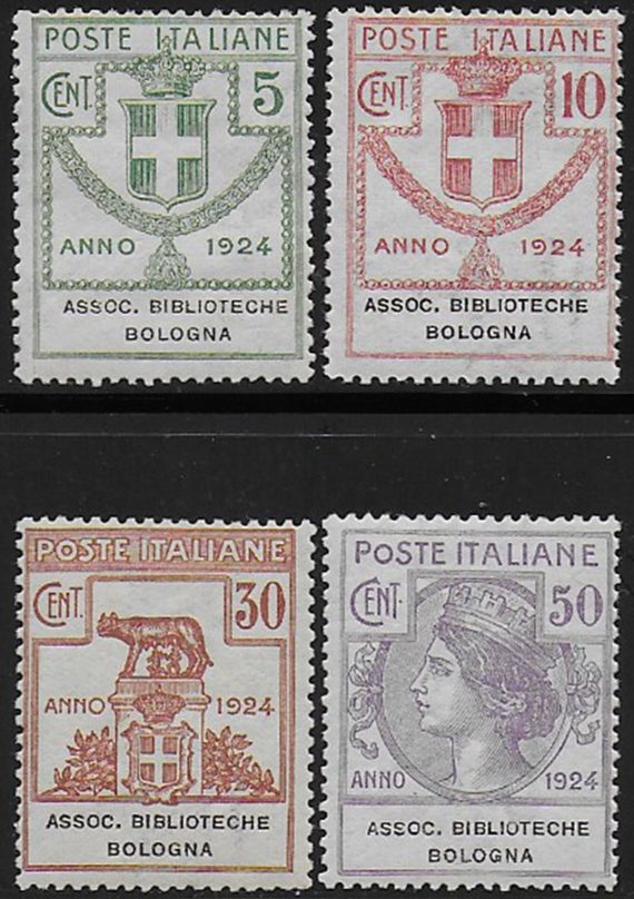 1924 Italia Parastatali Biblioteche Bologna 4v. MNH Sassone n. 1/4