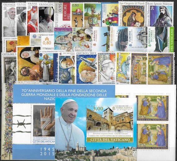 2015 Vaticano annata completa 29v.+2MS+1 booklet MNH