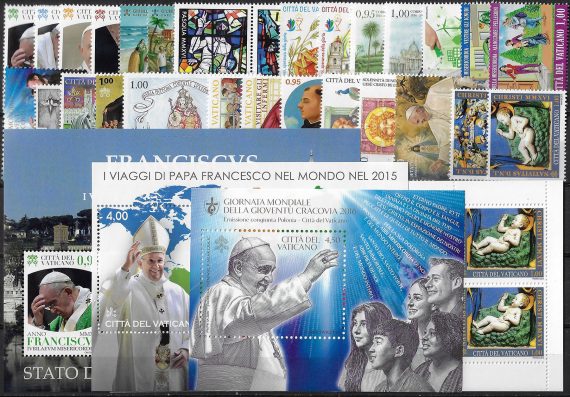 2016 Vaticano annata completa 28v.+3MS+1booklet MNH