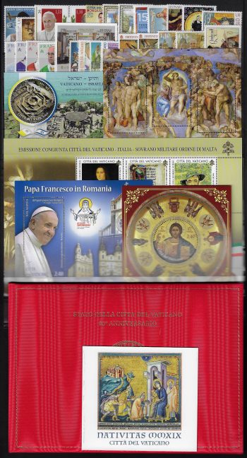 2019 Vaticano annata completa 27v.+5MS+1 booklet MNH