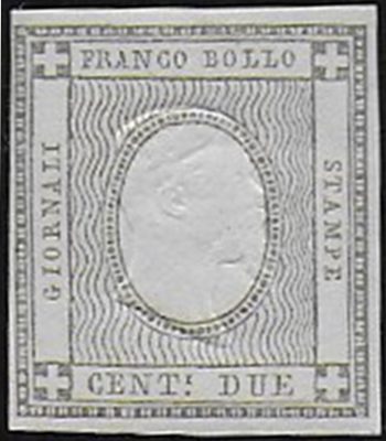 1861 Italia Sardegna 2c. nero sperimentale MNH Sasone n. 20S