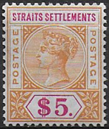 1898 Malaysia Straits Settlements $5 MNH SG n. 105