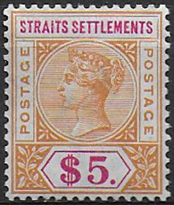 1898 Malaysia Straits Settlements $5 MNH SG n. 105