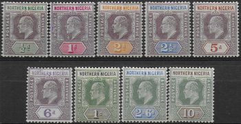 1902 Northern Nigeria Edoardo VII 9v. MH SG n. 10/18