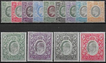 1904 Somaliland Protectorate Edward VII 13v. MH SG n. 32/44