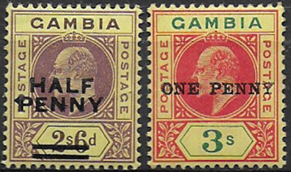 1906 Gambia Edoardo VII 2v. MH SG n. 69/70