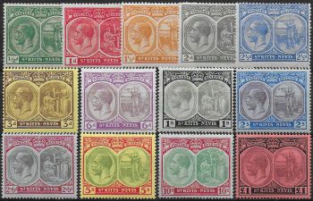 1920-22 St Kitts-Nevis Giorgio V 13v. MH SG n. 24/36