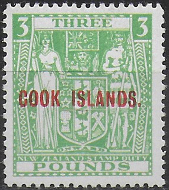 1932 Cook £3 green  overprinted MNH SG n. 98a