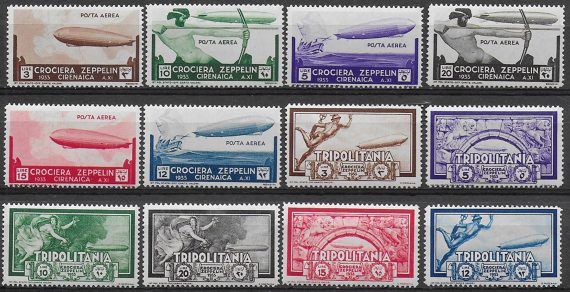 1933 Colonial tour Zeppelin 12v. MNH Sassone n. 32