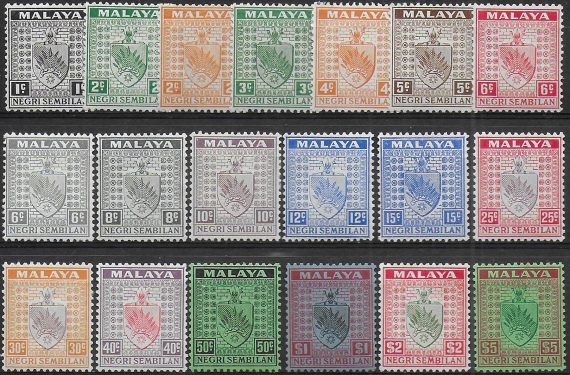 1935-41 Negri Sembilan Coat of Arm 19v. MH SG n. 21/39