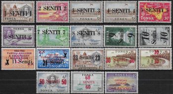 1967 Tonga decimal currency 18v. MNH SG n. 185/201+O21