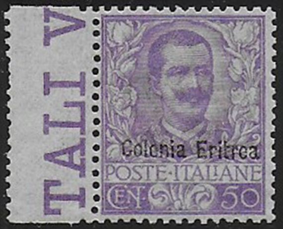 1903 Eritrea VE III 50c. malva bfc MNH Sassone n. 27