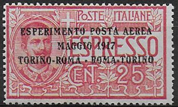 1917 Italia posta aerea 25c. rosso MNH Sassone n. 1