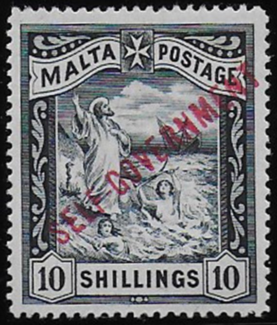 1922 Malta 10s. SELF-GOVERNEMENT MNH SG n. 105