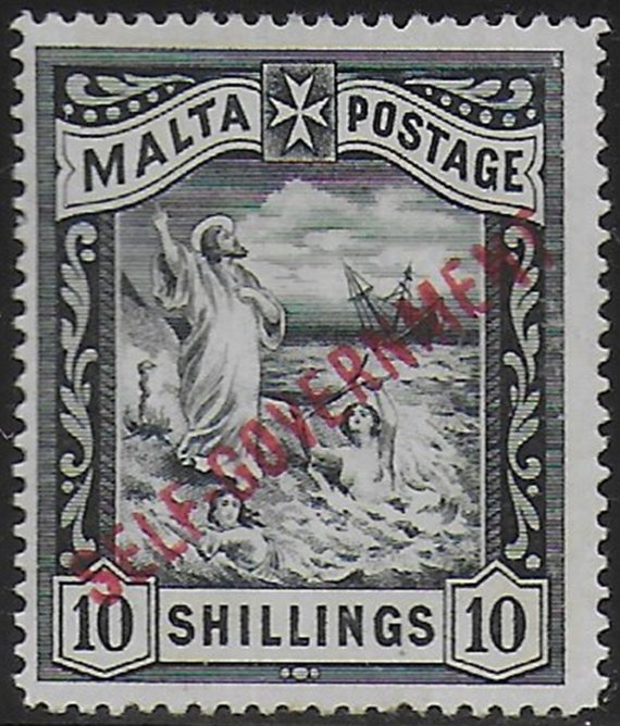 1922 Malta St Paul 10s. SELF-GOVERNEMENT MNH SG n. 105