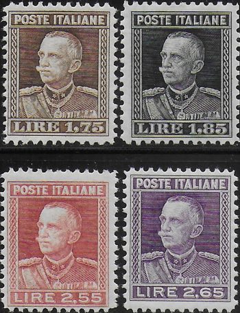 1927 Italia effigy of VE III 4v. MNH Sassone n. 214/17