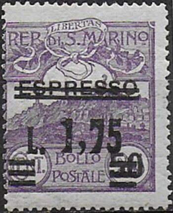 1927 San Marino Espresso NE overprinted MNH Sassone n. 133