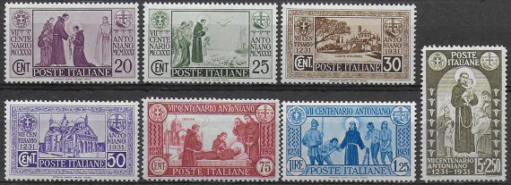 1931 Italia S. Antonio 7v. bc MNH Sassone n. 292/98