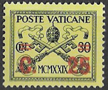 1931 Vaticano 25c. su 30 c. MNH Sassone n. 14