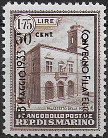 1933 San Marino 50c. su L. 1,75 varietà MNH Sass n. 177a