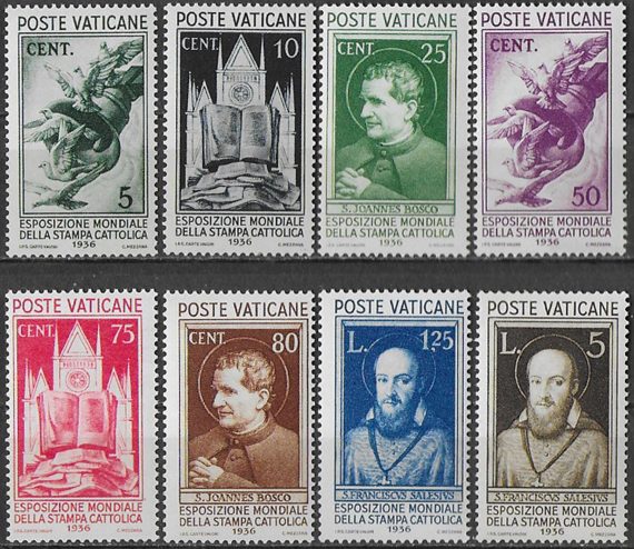 1936 Vaticano stampa cattolica 8v. MNH Sass. n. 47/54