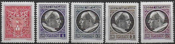 1940 Vaticano Medaglioncini 5v. MNH Sassone n. 72/76