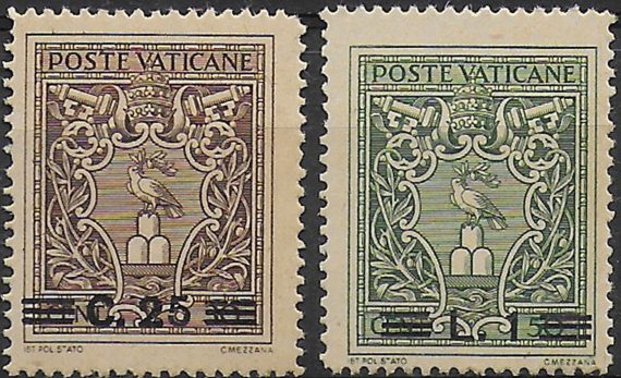 1945-46 Vaticano Medaglioncini II 2v. MNH Sassone n. 103A/104A