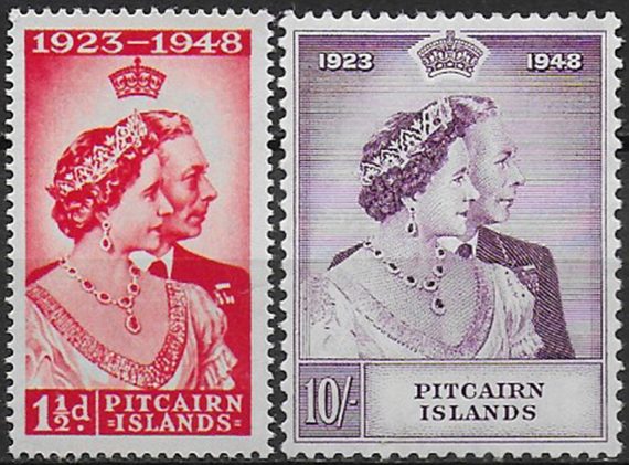 1949 Pitcairn Islands Silver Wedding 2v. MNH SG n. 11/12