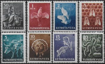 1950 Trieste B animali domestici 8v.  MNH Sassone n. 23/30