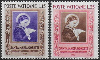 1953 Vaticano S. Maria Goretti 2v. MNH Sassone n. 156/157