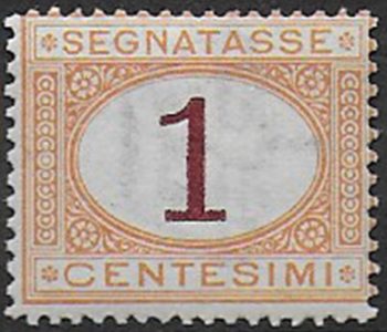 1870 Italia segnatasse 1c. MNH Sassone n. 3