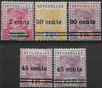 1902 Seychelles Queen Victoria 5v. MH SG n. 41/45