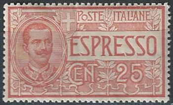 1903 Italia Espresso 25c. rosso 1v. bc MNH Sassone n. 1