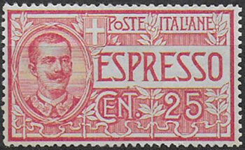1903 Italia Espresso 25c. rosso vivo bc MNH Sassone n. 1