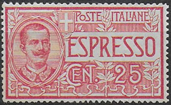 1903 Italia Espresso 25c. rosso vivo bc MNH Sassone n. 1