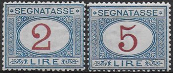 1903 Italia segnatasse Lire 2 + 5 MNH Sassone n. 29/30