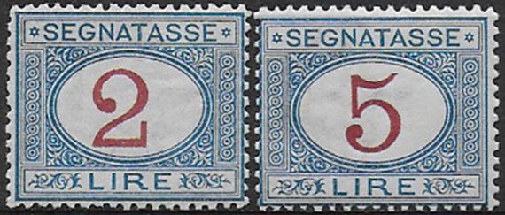 1903 Italia segnatasse Lire 2 + 5 MNH Sassone n. 29/30