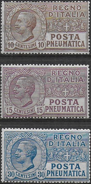 1913-23 Italia Pneumatic mail 3v. mc MNH Sassone n. 1/3