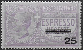1917 Italia Espresso 25c. su 40c. violetto 1v. MNH Sassone n. 3