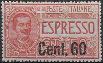 1922 Italia Express 60c. on 50c. rosso 1v. bc MNH Sassone n. 6