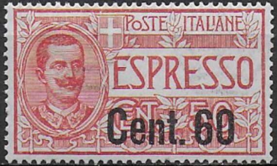 1922 Italia Express 60c. on 50c. rosso 1v. sup MNH Sassone n. 6