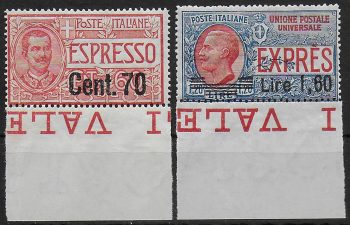 1924-25 Italia Express new value 2v. bf MNH Sassone n. 9/10