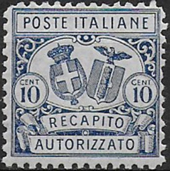 1928 Italia Recapito autorizzato 10c. azzurro MNH Sassone n. 1