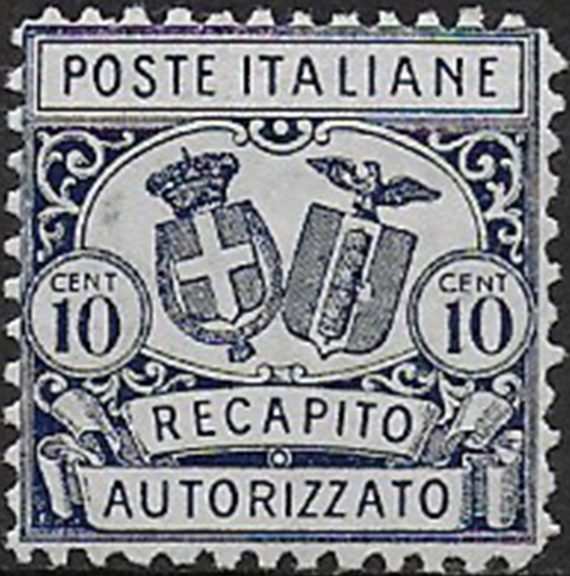 1928 Italia Recapito autorizzato 10c. azzurro bc MNH Sassone n. 1