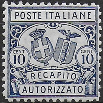 1928 Italia Recapito autorizzato 10c. azzurro bc MNH Sassone n. 1
