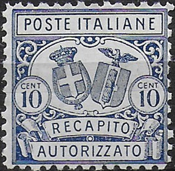 1928 Italia Authorised delivery 10c. azzurro mc MNH Sassone n. 1