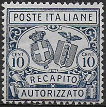 1928 Italia Recapito autorizzato 10c. azzurro MNH Sassone n. 2