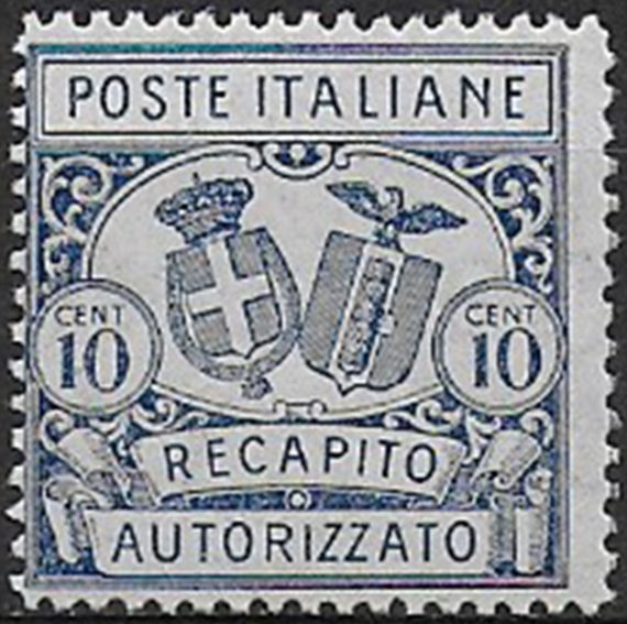 1928 Italia Recapito autorizzato 10c. azzurro mc MNH Sassone n. 2